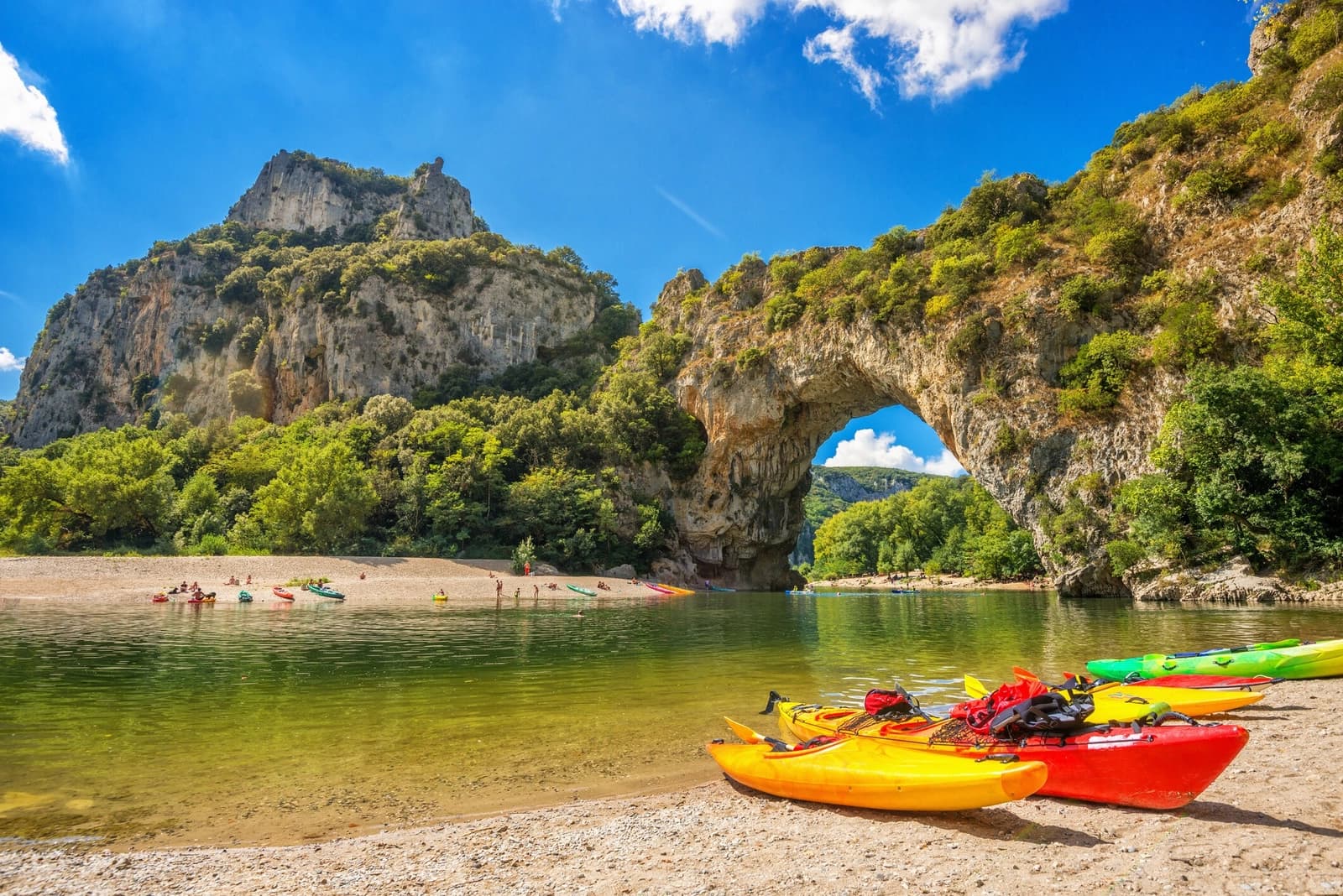 Kayaking under the Pont d'Arc in Ardèche