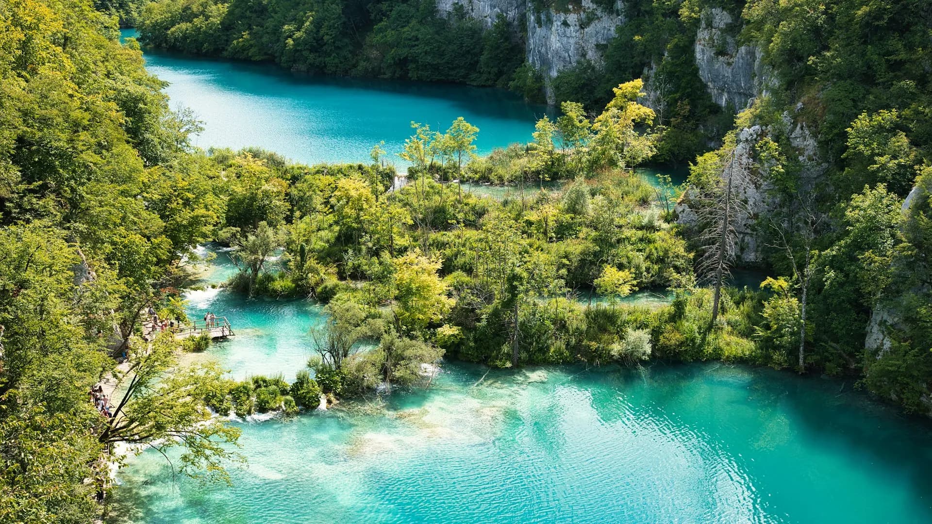 Peaceful view of the Ardèche river with the Pont d'Arc natural arch