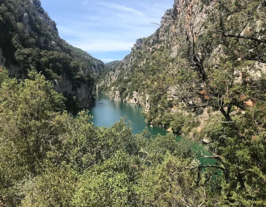 The iconic Pont d'Arc natural stone arch in the Gorges de l'Ardèche